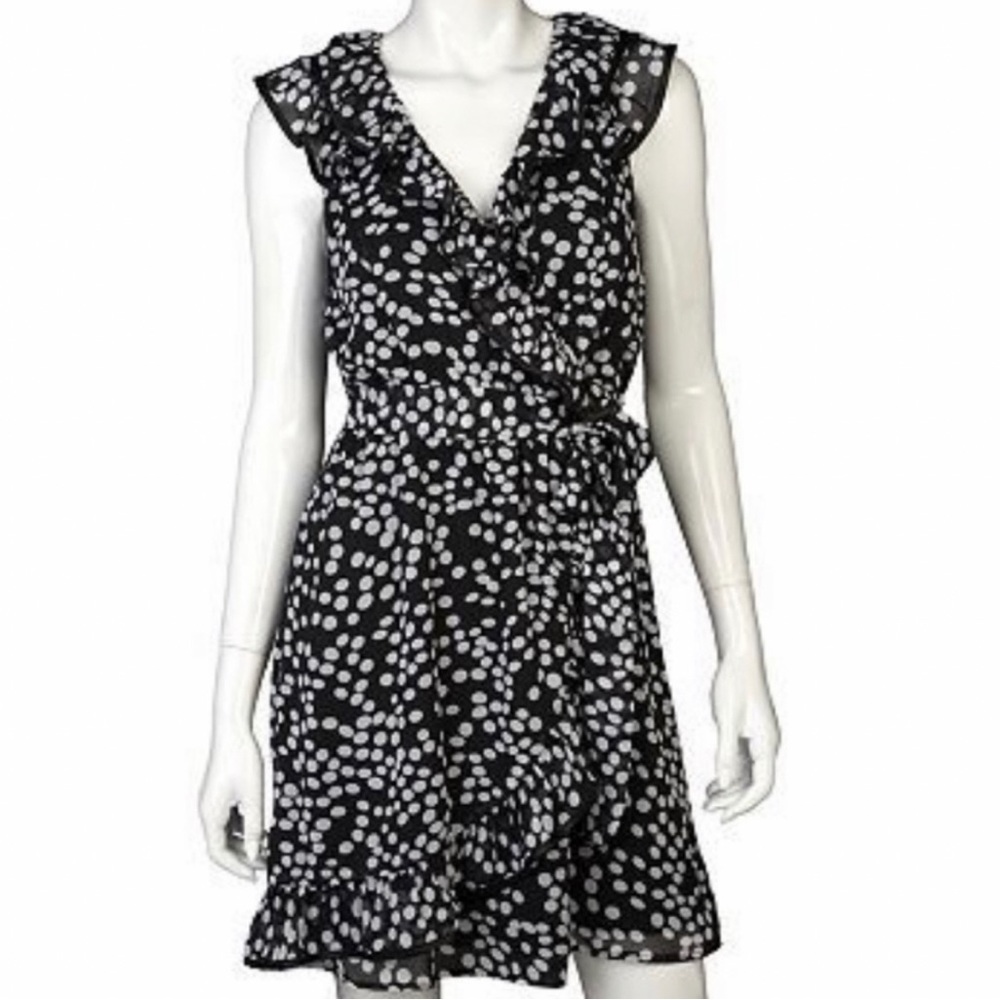 Black & White Belted Wrap Dress